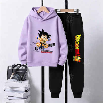 Kids Dragon Ball Camo Goku Printed Hoodie Set Casual Loose Comfortable Long Sleeve Sweatshirt Pants 2 Piece Outfits for Boys