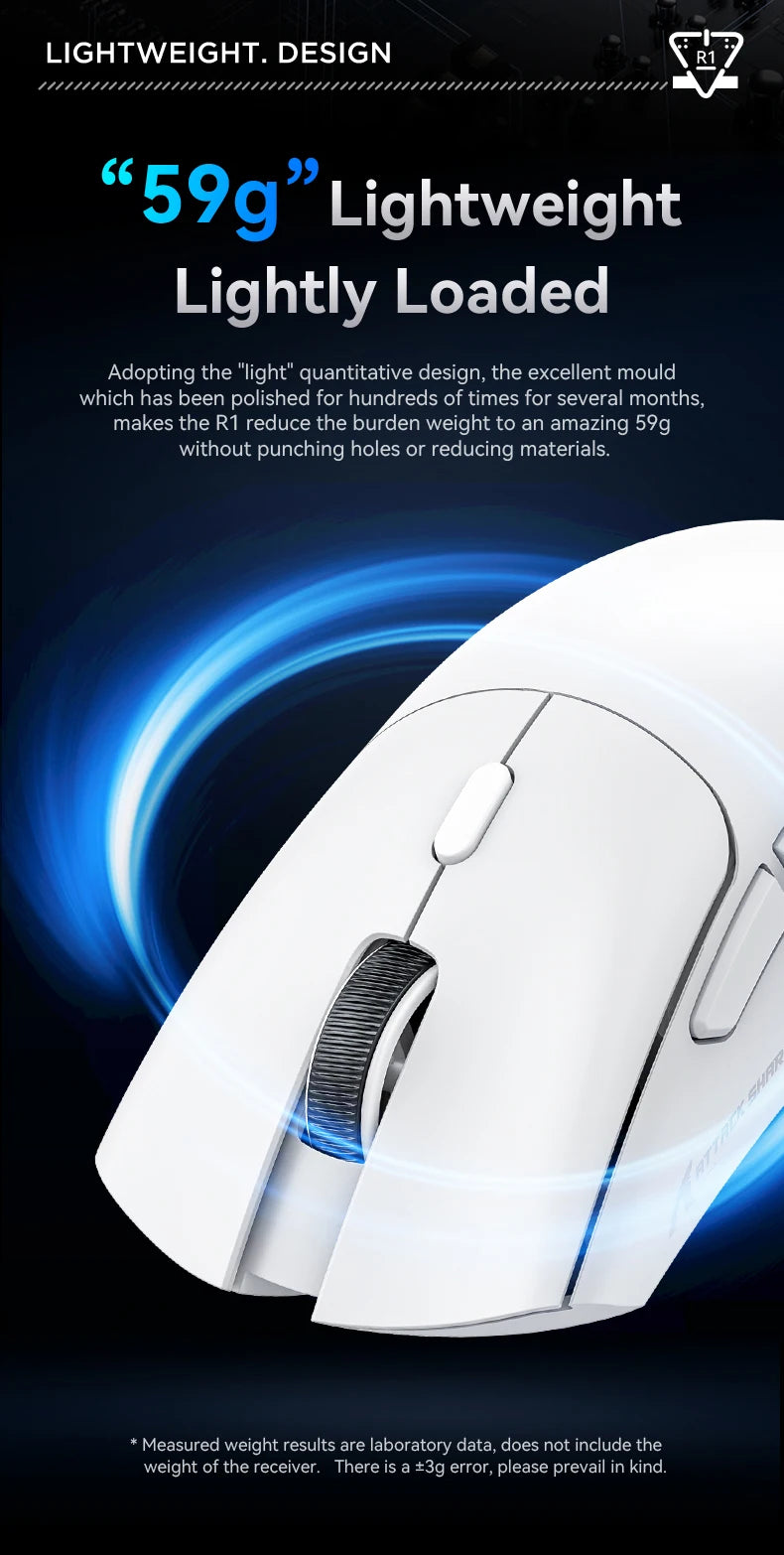 Attack Shark R1 Wireless Mouse Bluetooth Gaming Mouse, Viral Mouse Reviewed by Influencers PAW3311 Sensor, 1000Hz Return-rate