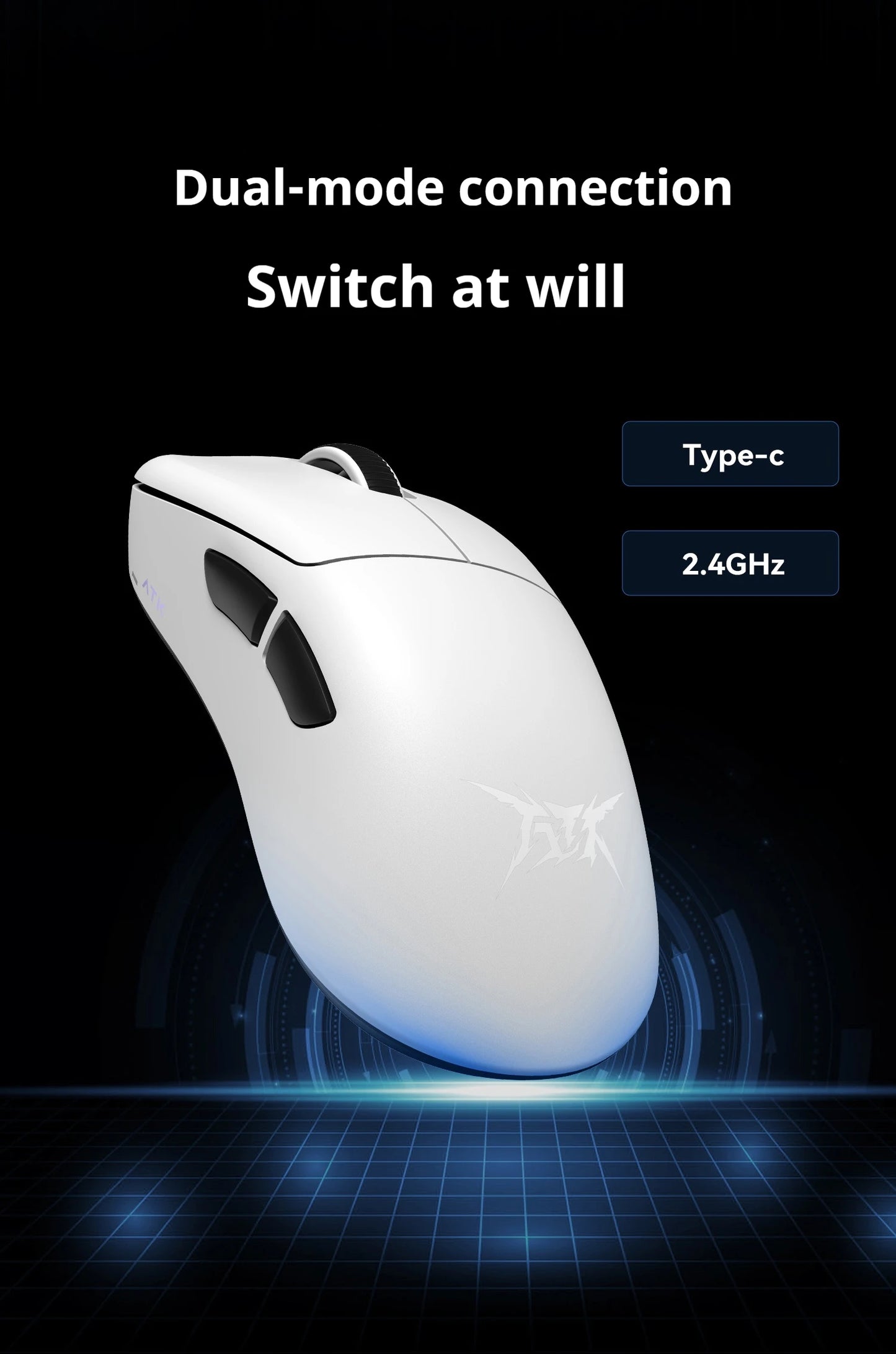 Ratón gaming inalámbrico ATK Z1 Pro Max Ultra con patas personalizadas, PAW3950, velocidad inalámbrica ultrainteligente, tasa de sondeo 8k y baja latencia de 0.39ms