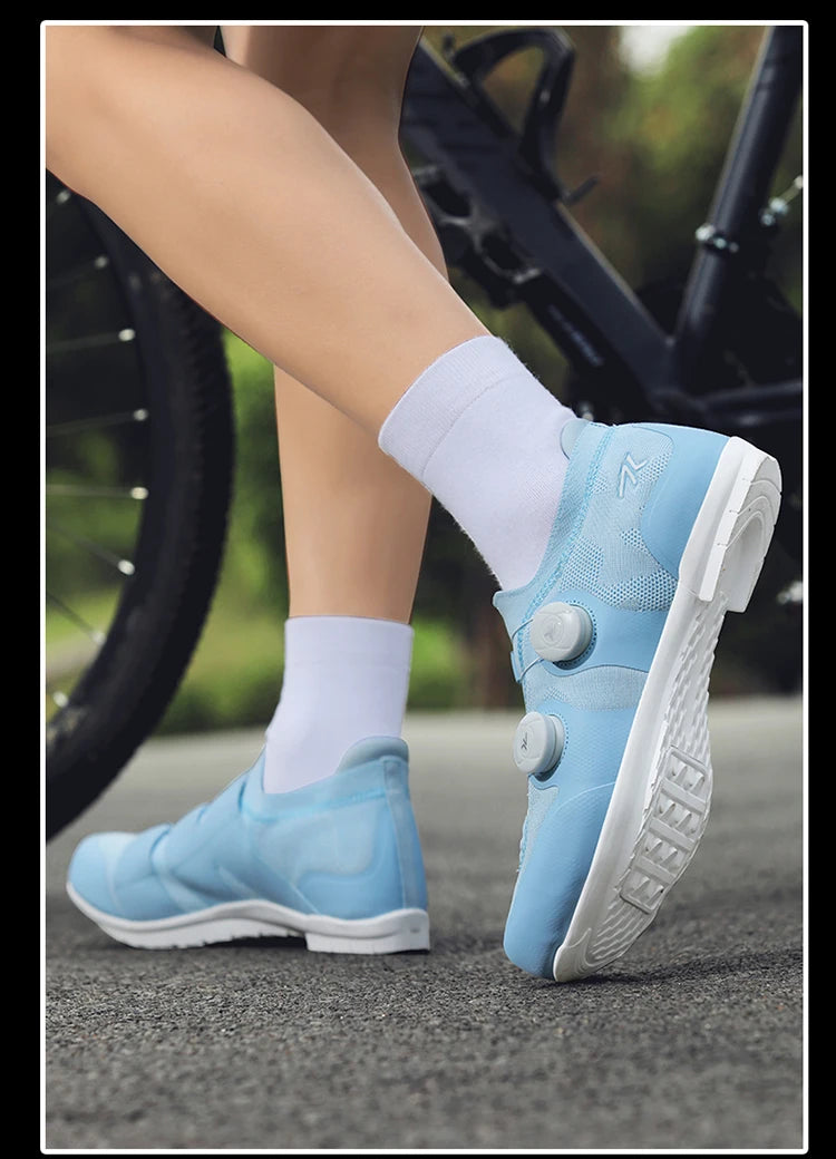 Scarpe da ciclismo su strada unisex, HsYixin traspiranti SPD autobloccanti antiscivolo, scarpe da corsa per bici da strada, MTB flat e sneakers da bicicletta