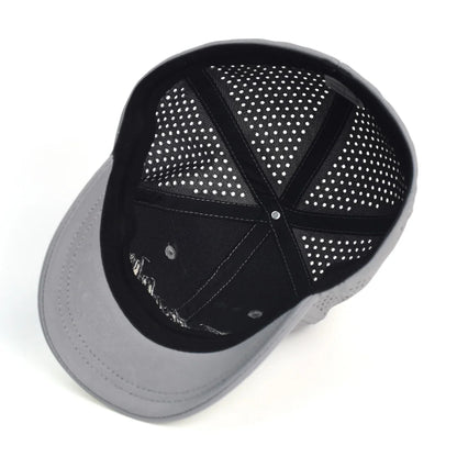 Baseballkappe mit Netzstoff, kurzer Krempe, geschlossener Rückseite, atmungsaktiv, Snapback-Kappen, eng anliegend, Dad-Cap, verstellbar, einfarbig, Trucker-Stil