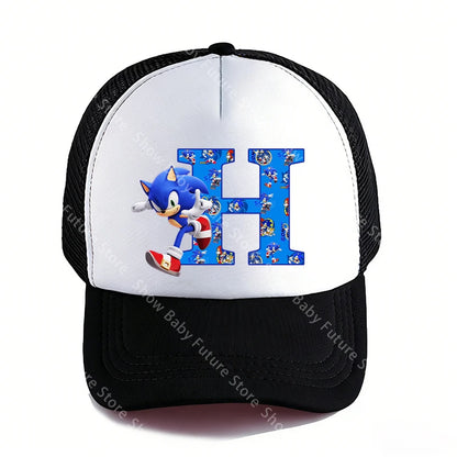 Summer Black Baseball Caps for Adult Cartoon Letters Sonics Boys Girls Outdoor Sports Breathable Mesh Hat Cute Anime Sunbonnet