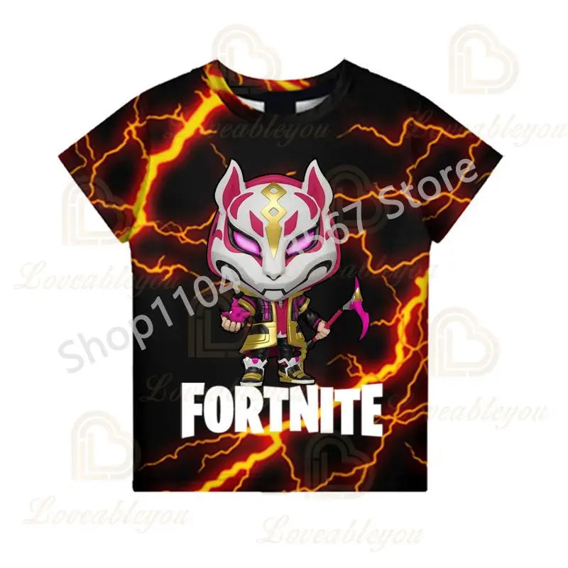 T-shirt de Verão F-Fortnited para Crianças 100-160cm, Promoção Especial, para Meninos, Bebés e Crianças Pequenas, T-shirts Divertidas de Gaming, Moda para Meninas e Meninos, Presente de Aniversário