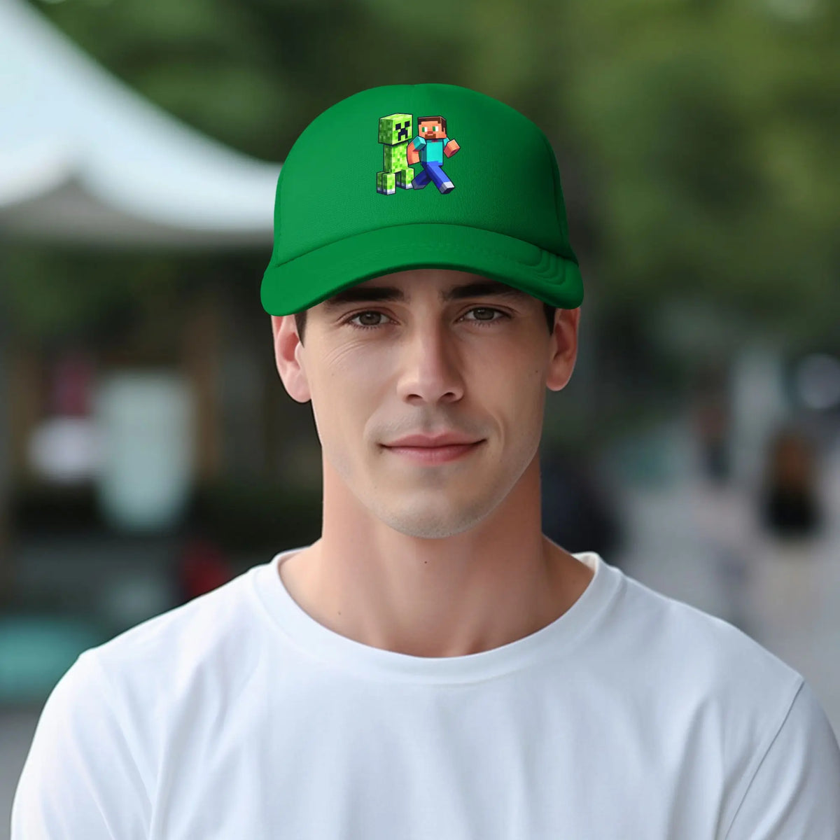 Aventurier cu aspect robust descoperă un monstru Creepers în spatele său Șapcă de camionagiu Șepci de soare Șapcă reglabilă cu clapetă Șapcă de baseball din plasă