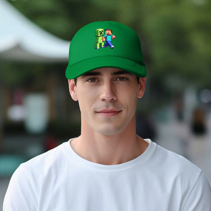Aventurier cu aspect robust descoperă un monstru Creepers în spatele său Șapcă de camionagiu Șepci de soare Șapcă reglabilă cu clapetă Șapcă de baseball din plasă
