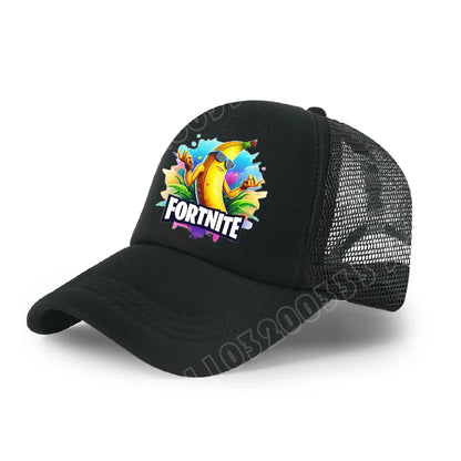 Dětská letní kšiltovka Fortnite s potiskem ve stylu kreslené hry, prodyšná síťovina, nastavitelná čepice s kšiltem, dárek k narozeninám pro děti