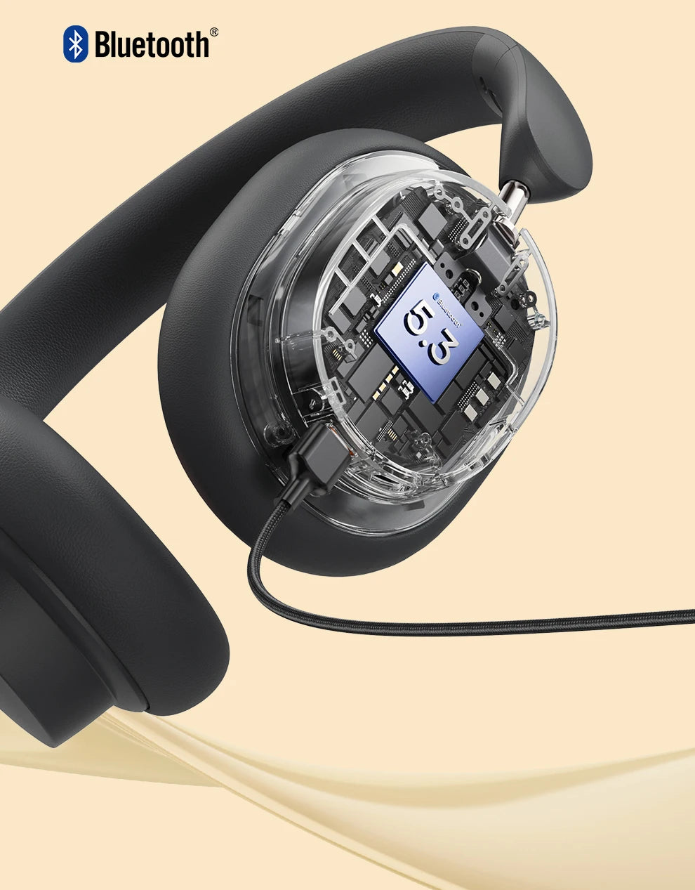 Cuffie over-ear wireless Bluetooth 5.3 Baseus – Driver HiFi da 40mm, autonomia di 70H, headset pieghevole con audio spaziale
