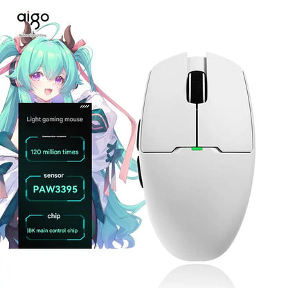 Mouse wireless Bluetooth Aigo GM80 PLUS PRO PAW3311/PAW3395 leggero 1000HZ cablato a tre modalità per gaming ed e-sport, regalo