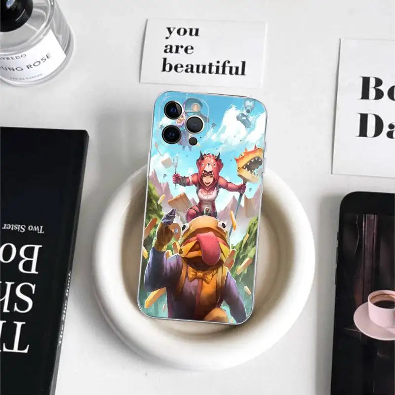 Capa de Telemóvel em TPU Macio Transparente Estilo Cartoon B-Battle-R-Royales-F-FortniteS para iPhone 17 16 15 14 13 12 11 Pro Max Plus