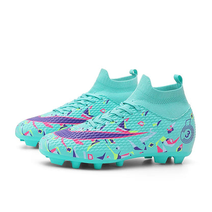 Professional Soccer Shoes Men Outdoor High-Top Sports Football Boots Boots Ag/Fg Long Spikes Artificial Grass Training Match