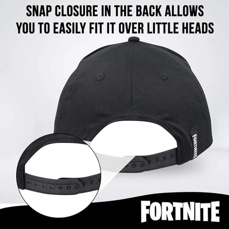 Fortnite Game Cap, Cartoon Black Hat for Adults, Outdoor Travel Adjustable Sun Baseball Sports Cap