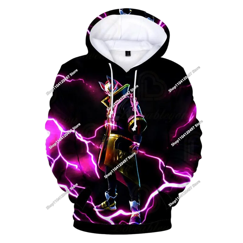 Sweatshirt com capuz Fortnite 3D com estampagem digital, folgado e confortável, novidade de outono