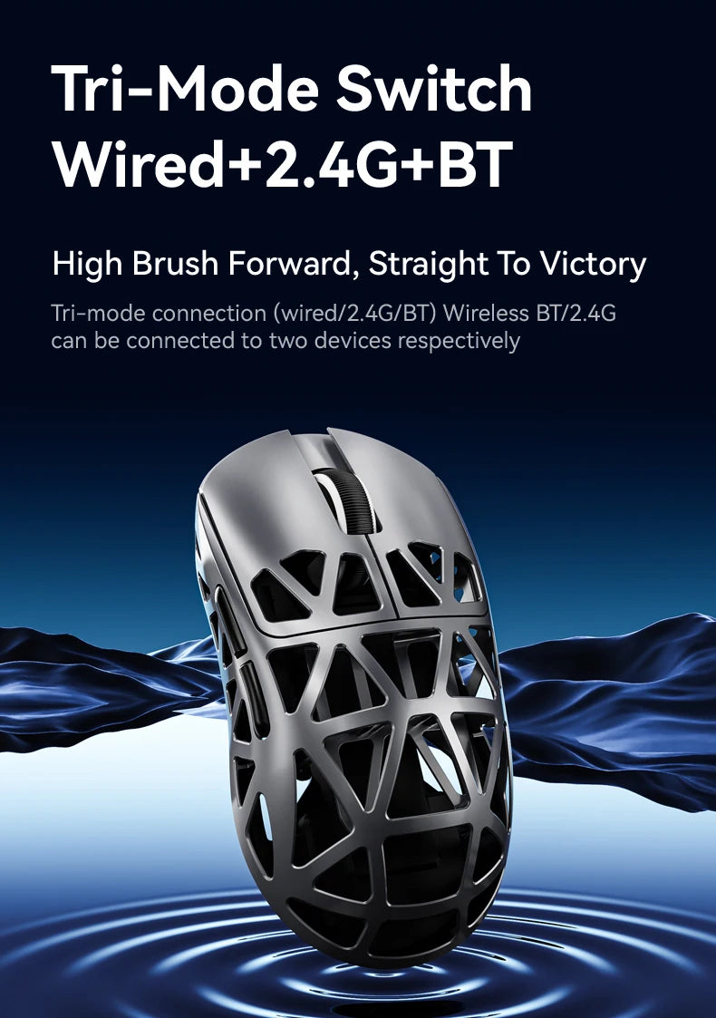 Attack Shark R2 bezdrôtová herná myš PAW3950 8K z horčíkovej zliatiny, ľahká herná myš Bluetooth Tri-Mode na hranie/prácu v kancelárii