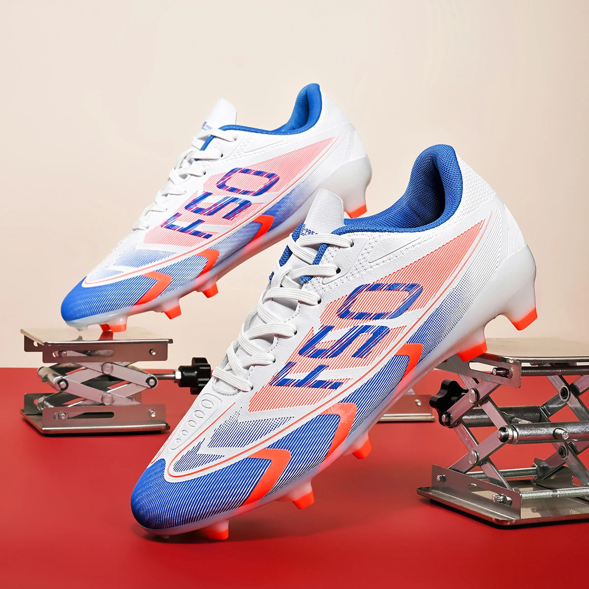 AG/FG Long Studs Soccer Shoes, PU Fabric Mixed Upper, TPU Sole Wear-Resistant Anti-Slip, Men Women Kids Youth Outdoor Sports