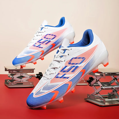 AG/FG Long Studs Soccer Shoes, PU Fabric Mixed Upper, TPU Sole Wear-Resistant Anti-Slip, Men Women Kids Youth Outdoor Sports