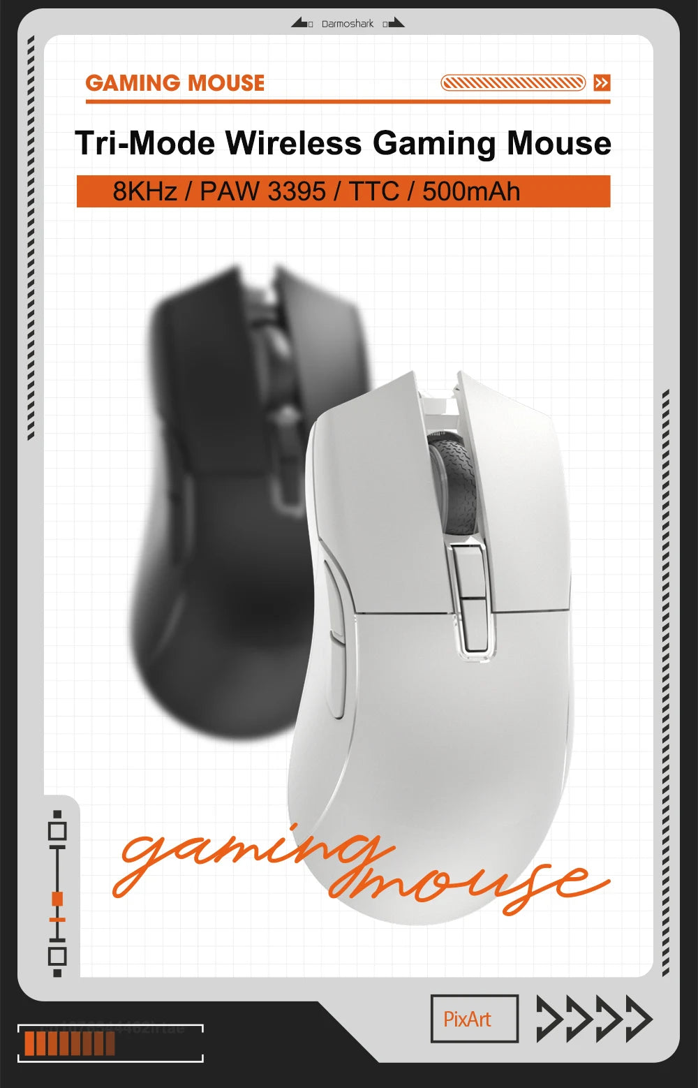 Motospeed Darmoshark N3 Pro Bluetooth kabellose Gaming-Maus Double 8K Tri-Mode wiederaufladbar PAW3395 64g ergonomische Gamer-Maus