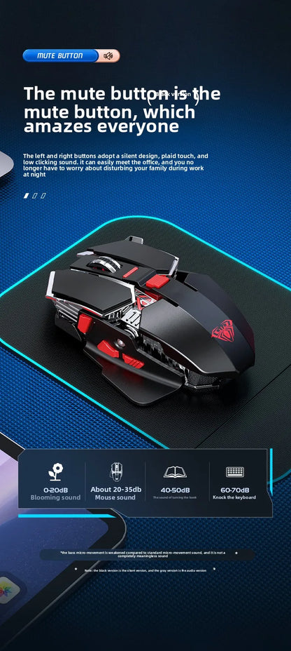 2025 Neue SC300 kabellose 2.4G Gaming-Maus RGB 3200dpi wiederaufladbare leise mechanische E-Sports-Maus für Desktop-Computer und Laptop