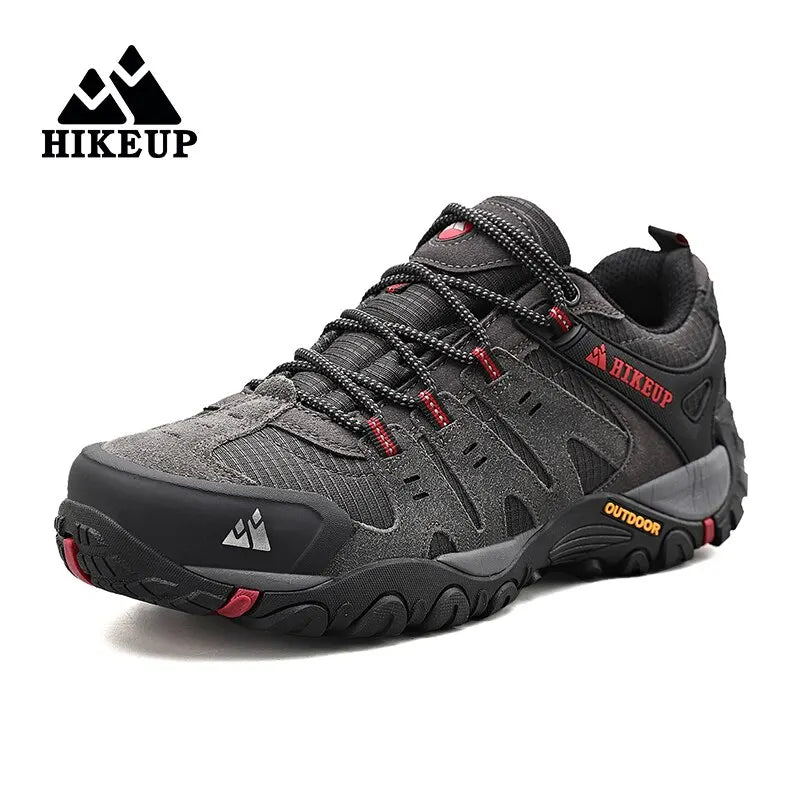 HIKEUP Мъжки туристически обувки от велурена кожа, устойчиви на износване outdoor обувки за трекинг, разходки, лов и тактически маратонки