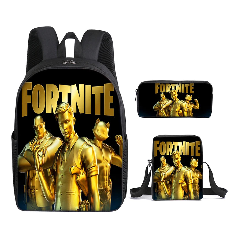 3pcs/set Fortnite Game Backpack Anime Cartoon Large Capacity Student Shcool Bags Pencil Bag Kawaii Lunch Bag Birthday Gifts