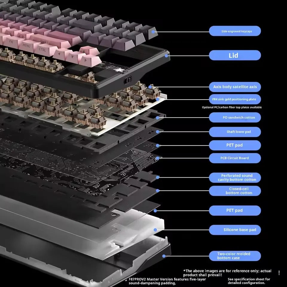 Teclado mecánico AULA F87 Pro V2 inalámbrico de 3 modos, batería de larga duración de 12000mAh, hot-swap, RGB Customi, teclado e-sports para gaming en PC