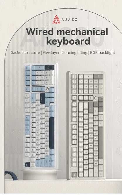 AJAZZ AK980 Wired Mechanical Keyboard Hot Swap Gasket RGB Low Noise Ergonomics Office Gaming Keyboard Customized PC Accessories
