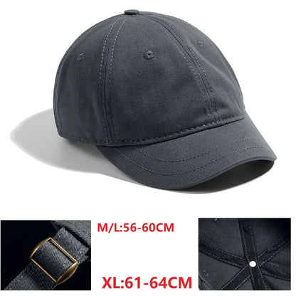 Gorra de béisbol para hombre con cabeza grande, parte trasera cerrada, ala corta de 5 cm, gorras ajustadas de malla, gorras elásticas totalmente cerradas, tallas 56-60 cm y 61-65 cm