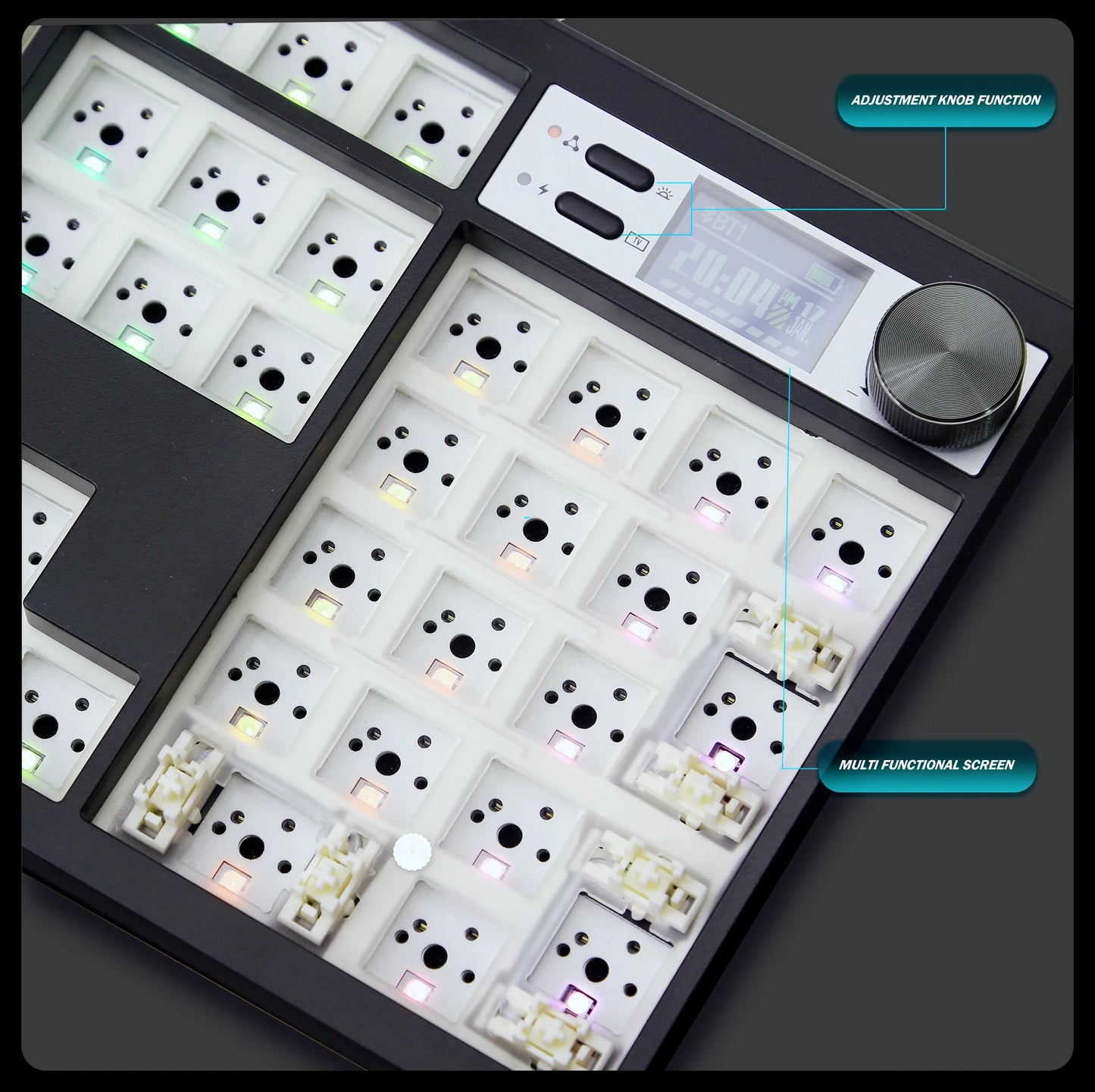 GMK104 Mechanical Keyboard Kit Three Mode Gaming Keyboard Hot Swap Backlit Gasket Structure This VIA with display screen