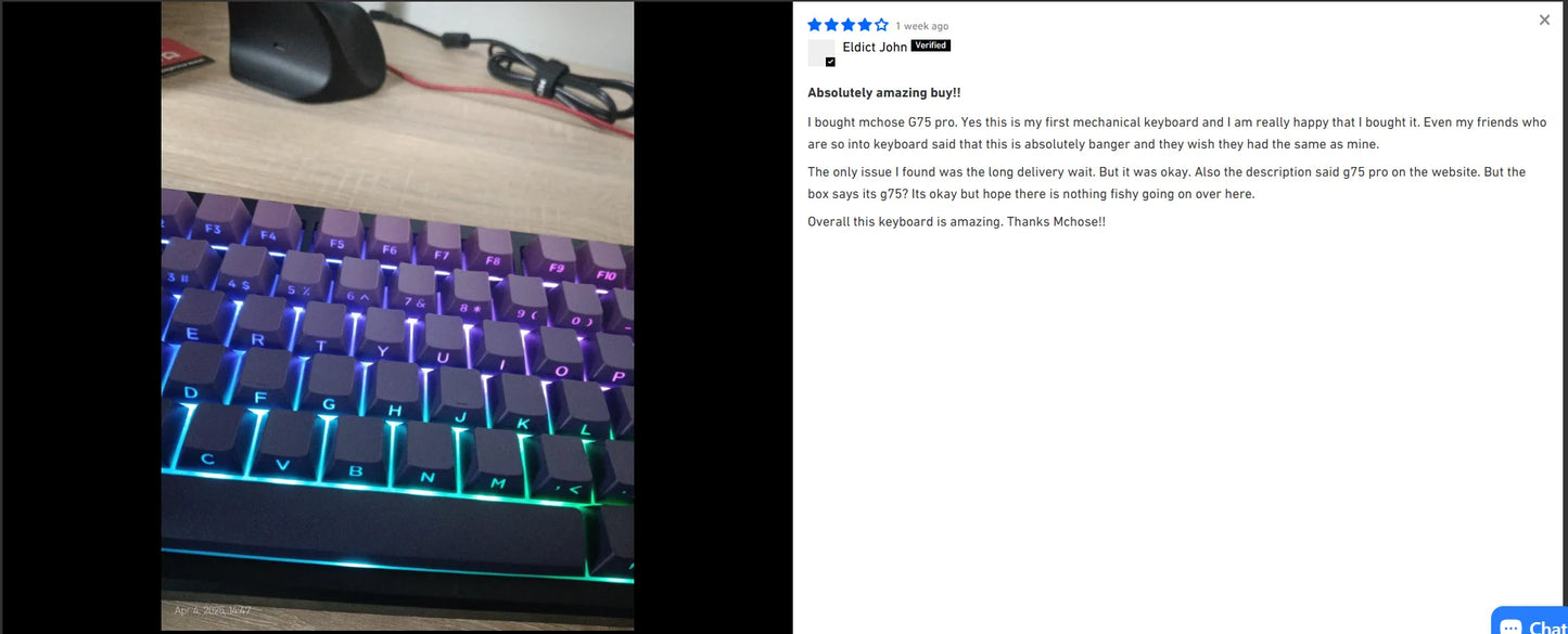 Teclado Mecânico Sem Fios MCHOSE G75 Pro 75% Layout, Montagem Gasket, 5 Camadas de Amortecimento, Retroiluminação RGB, Tri-Mode, Hot Swappable