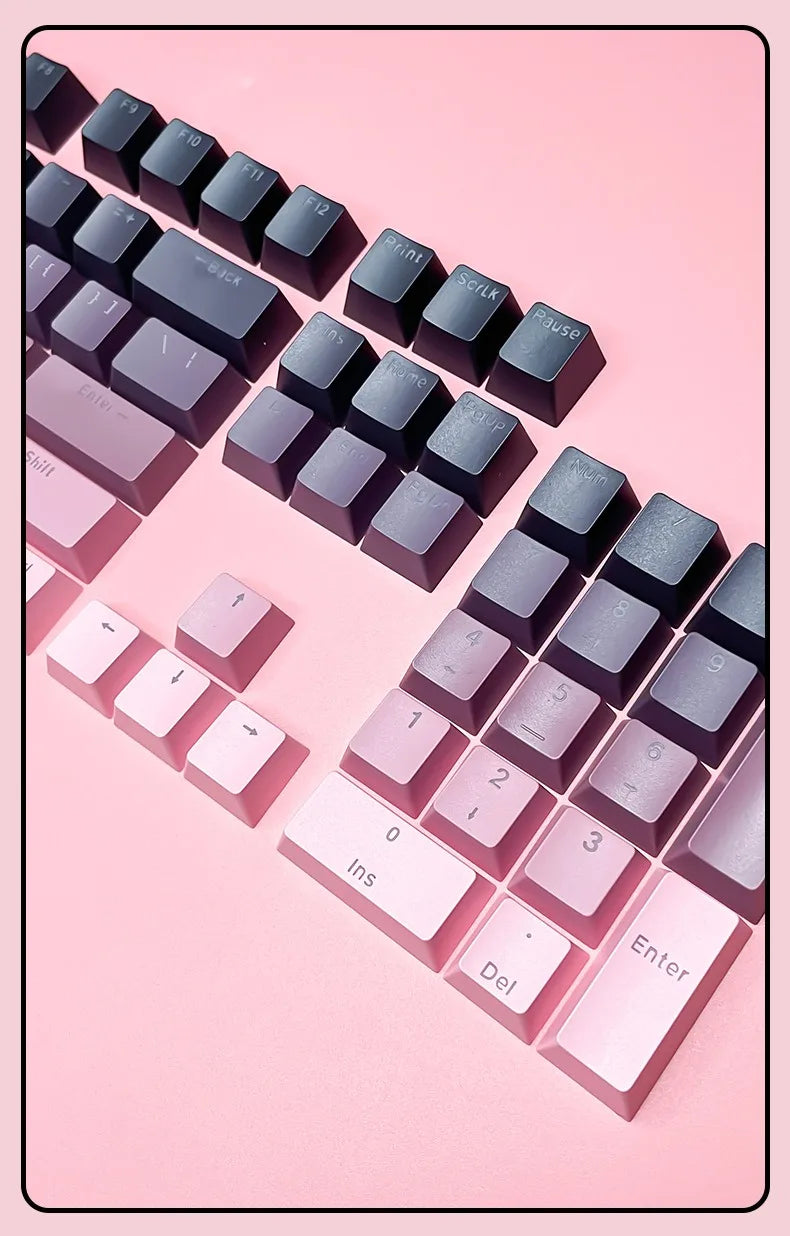 Teclas Gamer RGB retroiluminadas em degradé para teclado mecânico com switch MX, perfil OEM, PBT, branco e azul, layout ISO, teclas DIY