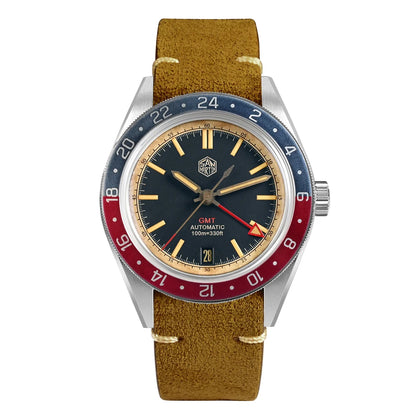 Orologio da uomo automatico San Martin 39.5mm Limited Edition con quadrante Full Lume, NH34 GMT, data a ore 6, 10Bar, Kol Saati di lusso SN0116W
