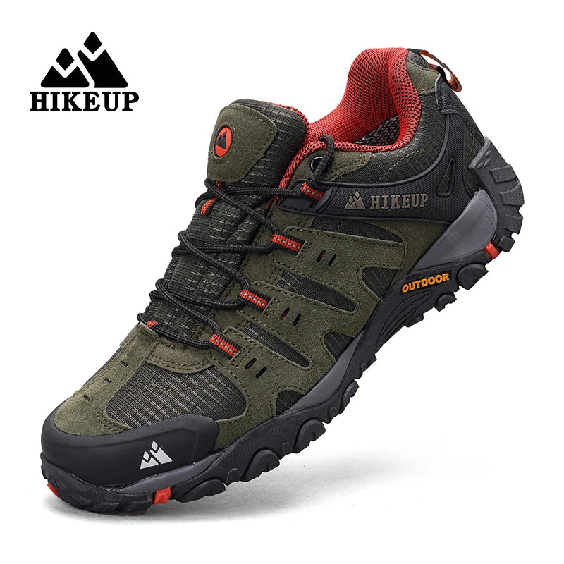HIKEUP Мъжки туристически обувки от велурена кожа, устойчиви на износване outdoor обувки за трекинг, разходки, лов и тактически маратонки