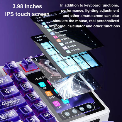 Teclado mecânico AULA L99 com ecrã inteligente, Bluetooth sem fios, tri-modo, teclado gaming noturno para portátil, 8000mAh, switch Raindrop