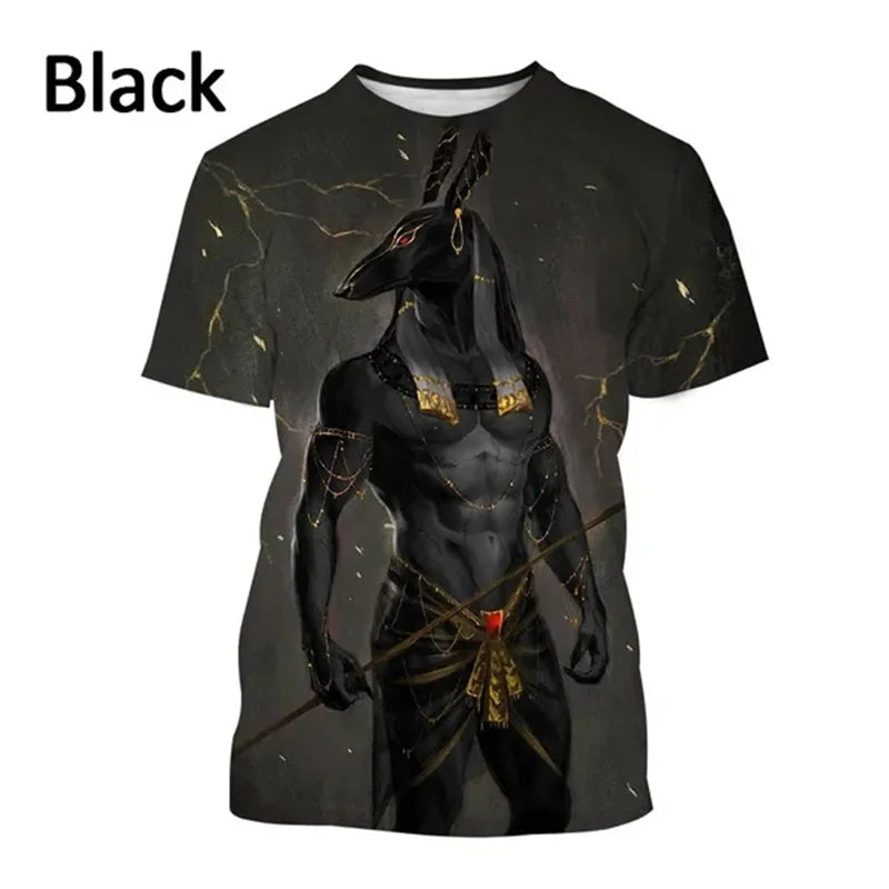 T-Shirts mit dem Sensenmann Anubis – 3D-gedrucktes T-Shirt mit altägyptischem Gott – Auge Ägyptens – Pharao – Harajuku-Mode – Kurzarm-T-Shirt