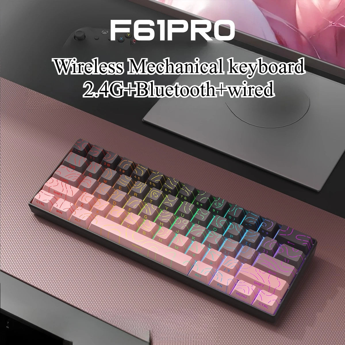 Bluetooth Wireless Mechanical Keyboards RGB Gamer Keyboard for Tablet Mechanical 60% iPad Backlit Mini USB Keyboard