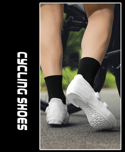Scarpe da ciclismo su strada unisex, HsYixin traspiranti SPD autobloccanti antiscivolo, scarpe da corsa per bici da strada, MTB flat e sneakers da bicicletta