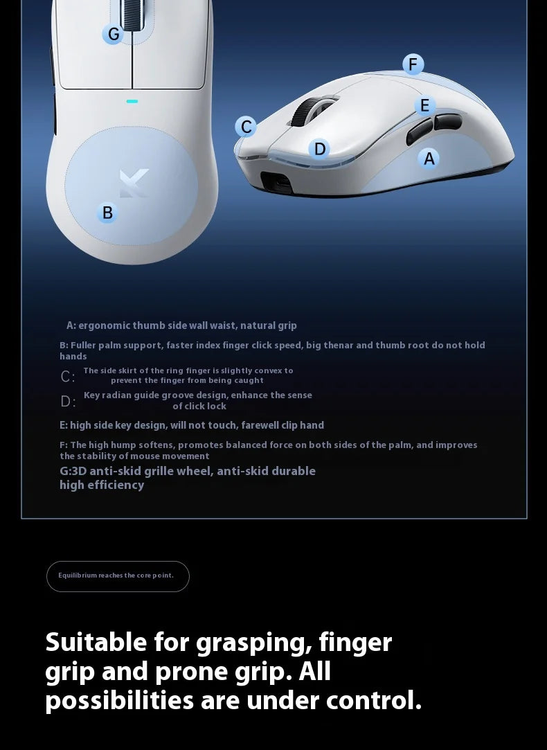 MCHOSE M7 Ultra Ergonomische gamingmuis PAW3950 Super Sensor TOPSPEED 8000Hz polling rate lichtgewicht ontwerp Realtek Master-muizen