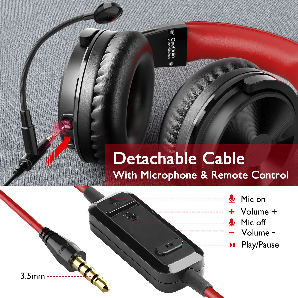 OneOdio Pro-M kabellose Gaming-Kopfhörer Bluetooth 5.2 HiFi-Stereo-Headset 110H Akkulaufzeit mit Mikrofon, tiefer Bass, faltbare Over-Ear-Kopfhörer