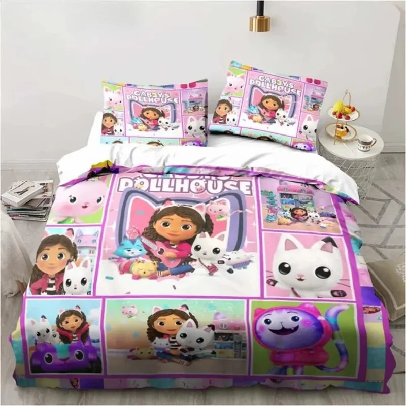 Gabby's Dollhouse 3D Printed Duvet Case Pillowcase Bedding Set Twin Full King for Kids Adults Bedroom