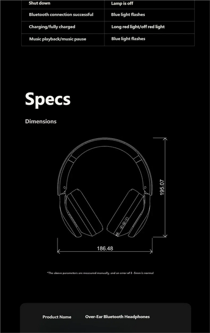 Acer OHR712 Wireless Bluetooth 6.0 Headphones Foldable Over-Ear Headsets with 360° Spatial Sound Effect for Travel Home Office