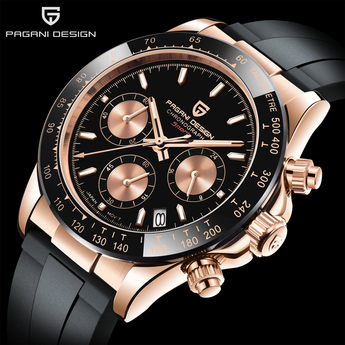 PAGANI DESIGN New Gold Blue Luxury Quartz Watch For Men Gift Box VK63 Movt Chronograph Sapphire Crystal Stainless Steel Watch