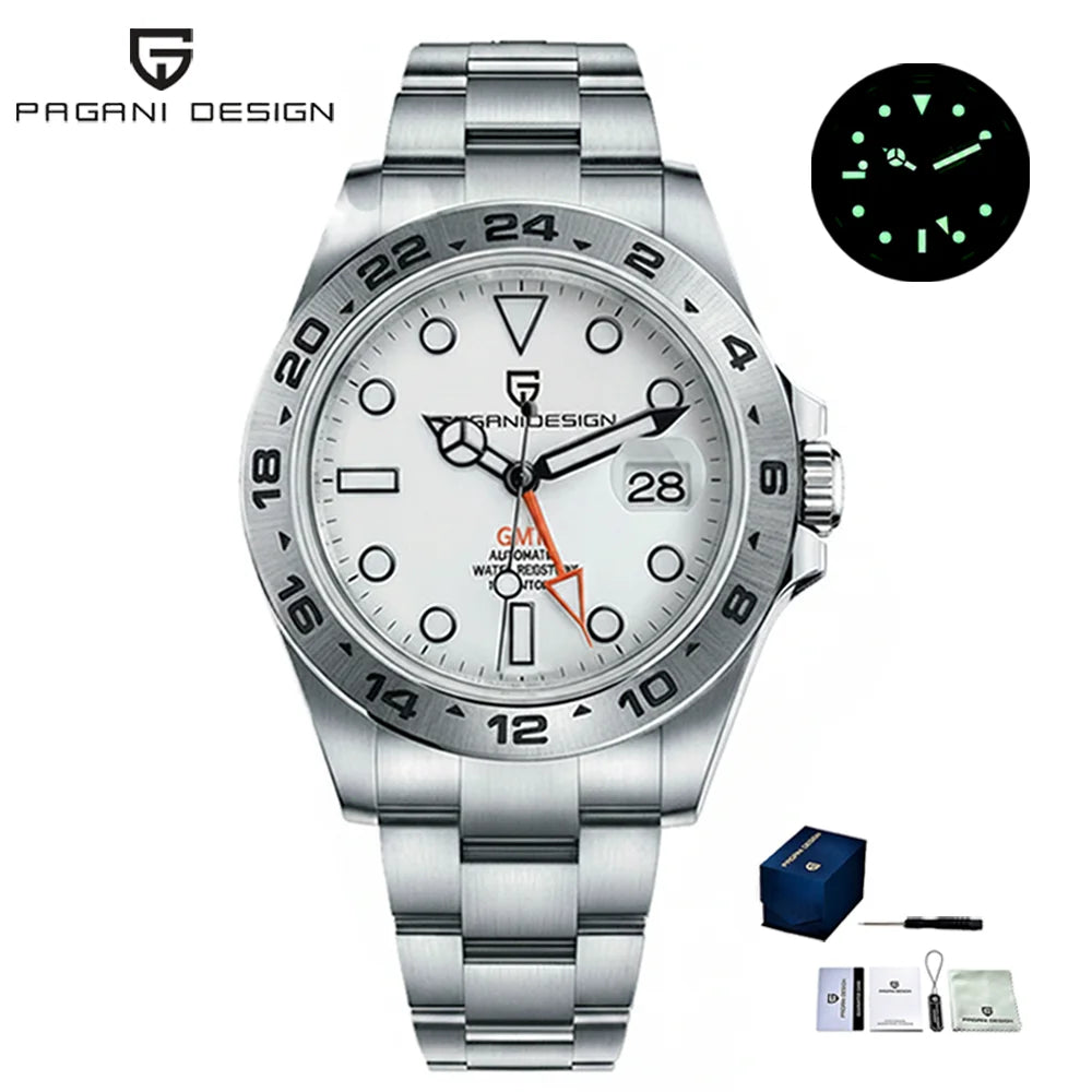 Relógio de mergulho masculino Pagani Design 2026 novo, 42mm, safira, mecânico automático GMT, impermeável 100m PD1682