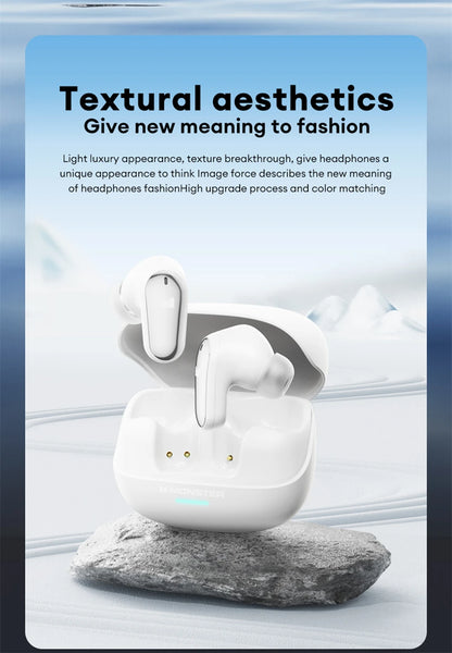 Monster MQT52 kabellose Bluetooth 5.4-Ohrhörer mit langer Akkulaufzeit, Gaming-Kopfhörer im Dual-Modus, Hi-Fi-Stereoklang-Headset mit Mikrofon