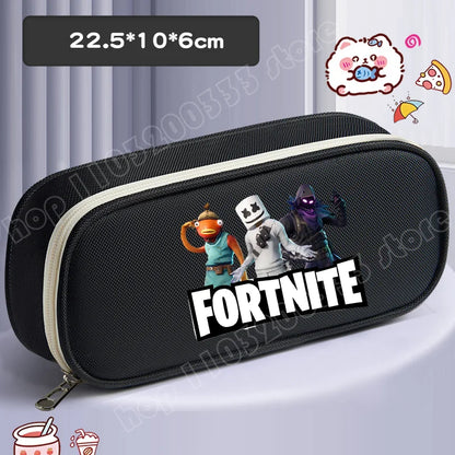 Fortnite Pencil Case Cartoon Character Print Pencil Pouch Canvas Stationery Bag Fashion Student Stationery Box Birthday Gifts
