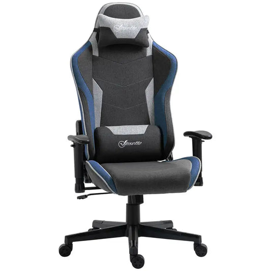 Premium Gaming Chair Reclining 150° with Rocking Function, Ergonomic Gaming Chair with Adjustable Height, Linen Fabric Office Chair for PC Gaming