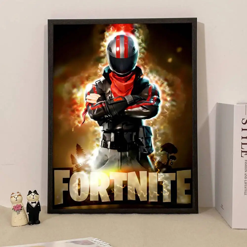 Poster de Jogo F-Fortnite Surpresa — Decoração de Casa, Quadro de Parede para Escritório e Sala de Estar