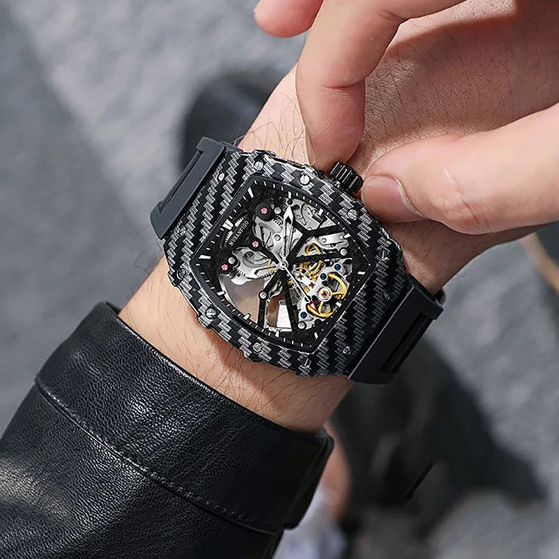 Fully automatic skeleton mechanical watch, fashionable personality, luxury hot men's watch, casual business watch