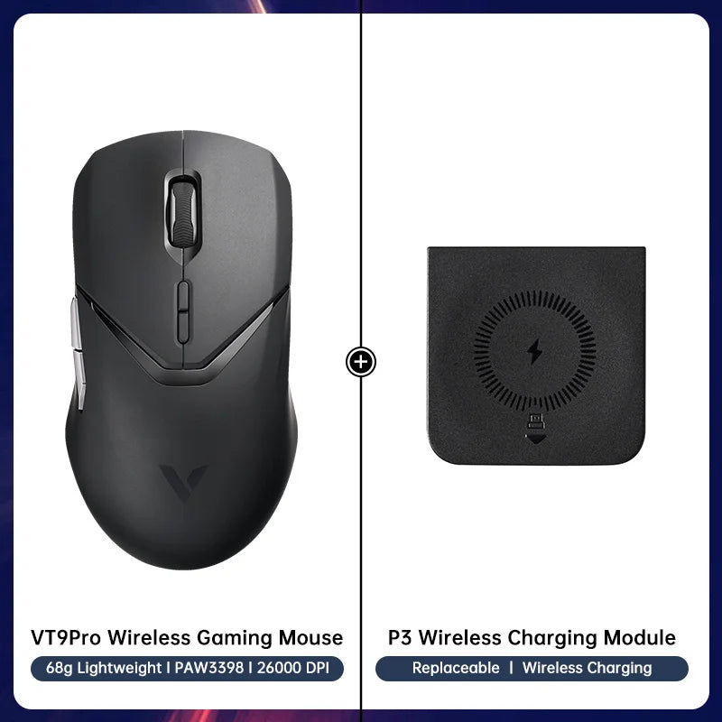 Rapoo VT9PRO PAW3398 Wireless Gaming Mouse 68g Wired Programmable Ergonomic Mice 26000DPI Type C Rechargeable PC Gamer Accessory