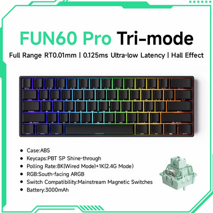 MONSGEEK FUN60 PRO&MAX HE Mechanical Keyboard Magnetic Switch 60% Wireless Gaming Keyboard Rapid Trigger 8K ARGB Custom Keyboard