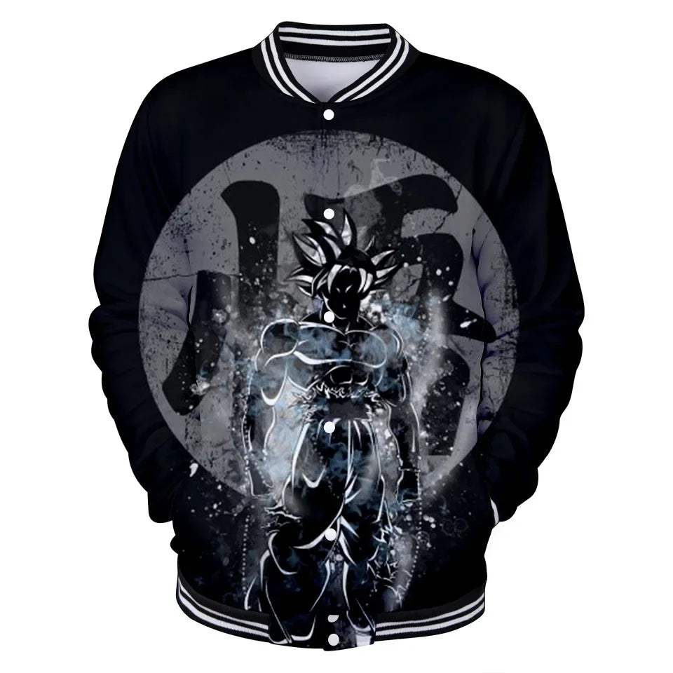 Neue japanische Anime Dragon Ball Z College-Jacke für den Herbst, lässiger Sweatshirt-Hoodie-Mantel, Marken-Baseballjacke