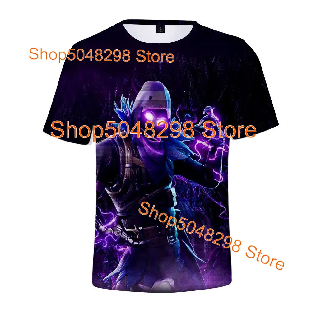 T-shirt Fortnite Bushranger para Crianças, Estampado 3D Banana Peely, T-shirt para Homem e Mulher, Top de Verão Battle Royale, Presentes de Aniversário